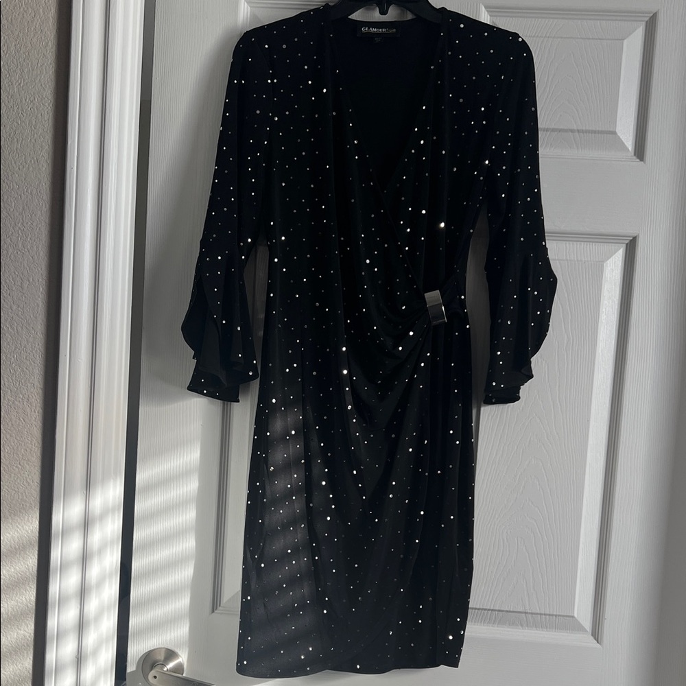Glamour Black Dress with Silver Accents